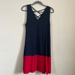 Size medium blue, and red dress from loft